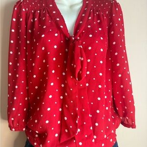 The Limited Red and White Polka Dot Blouse